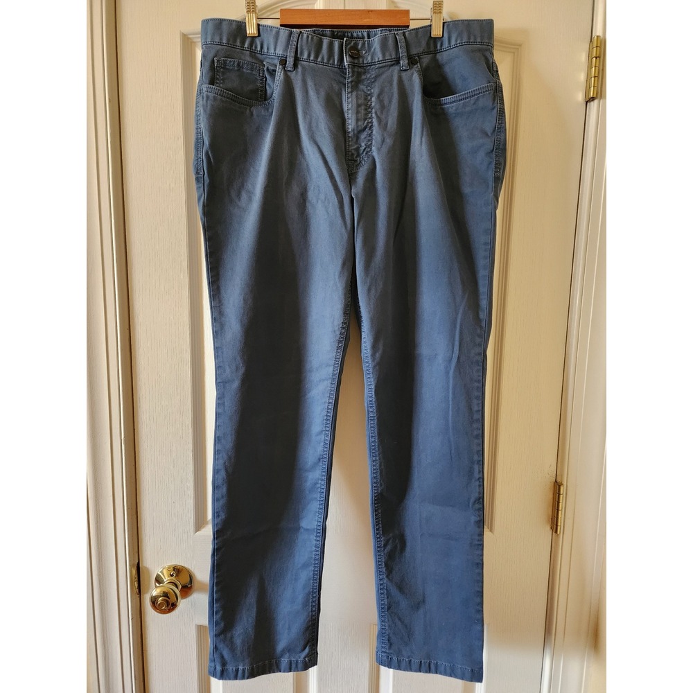 Hiltl Seth Blue Marzotto Super 100s Cotton Blend Trousers Mens 35/32 Chino Pants